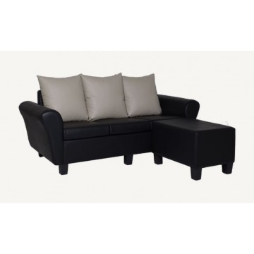 3 Seater Faux Leather Sofa + Stool SFL1331