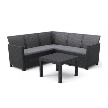 Allibert - Claire 5S Corner Sofa Set Graphite