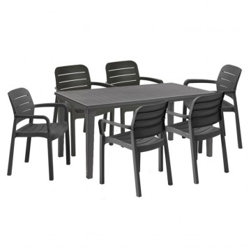 Allibert - Futura Table + Tisara Chair Dining Set Graphite